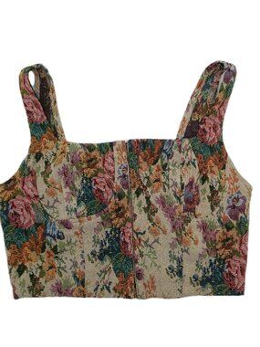 Wild Fable Crop Top Size XS Tapestry Jacquard Corset Floral Hook and Eye